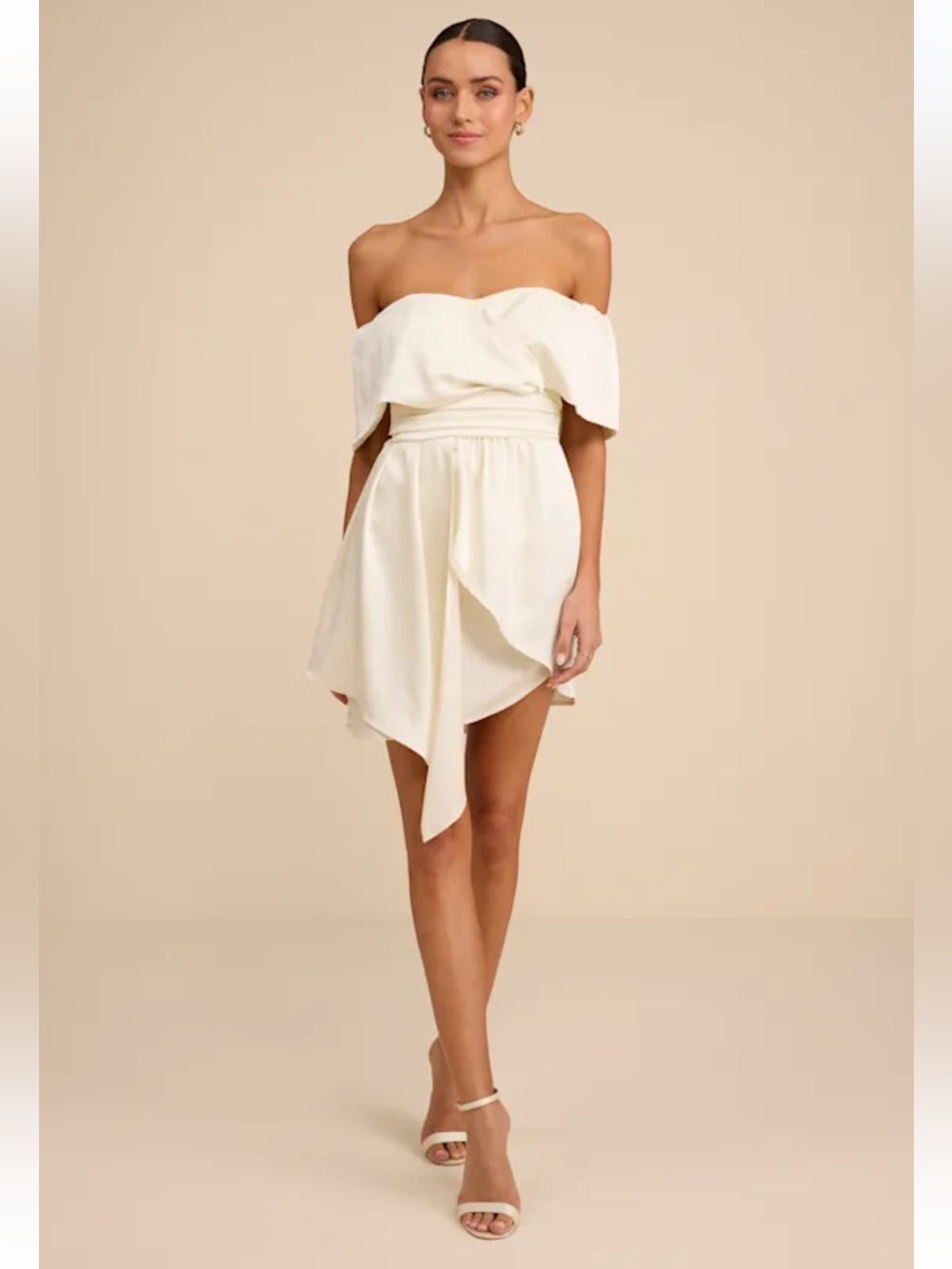 Lulu's Ivory Off-the-Shoulder Short Wedding Dress